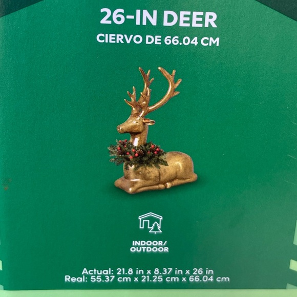 NiB 26” Beautiful Laying Gold Deer w/ Wreath Christmas Decoration - Picture 2 of 3